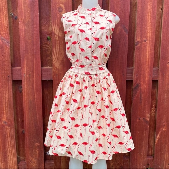 Chicwish Flamingo Print Mini Dress in Pink - Picture 4 of 16